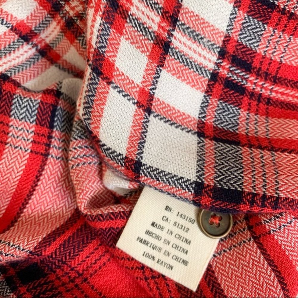 Ash & Ember Avalon Houston Fitted Plaid Flannel Shirt Red Size Small - Picture 12 of 15